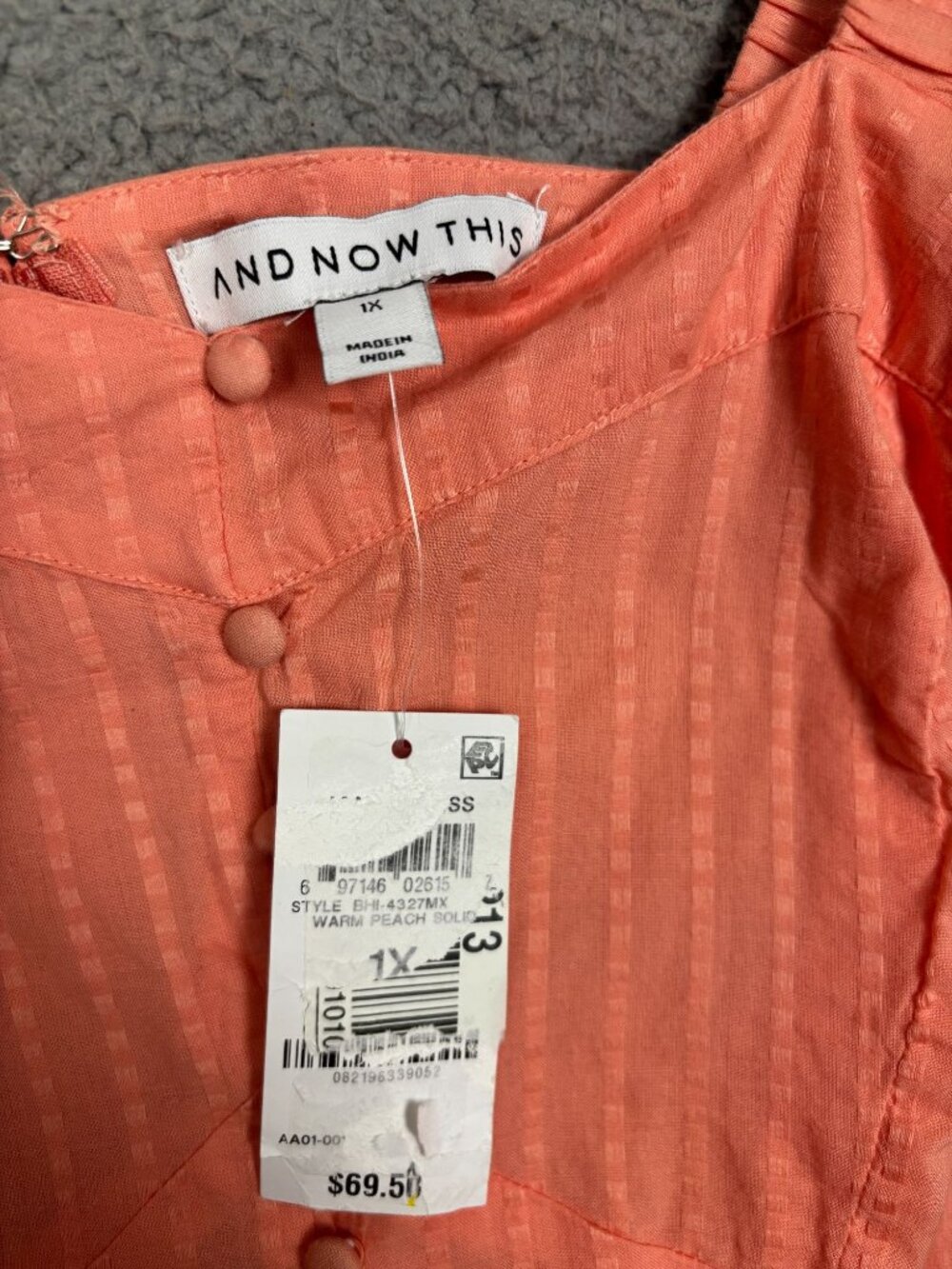 And Now This Women's Plus Size Puff Sleeve Maxi Dress 1X Square Neck Peach NWT's - Picture 5 of 7